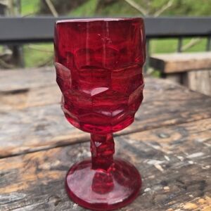 Viking Glass Georgian Honeycomb Ruby Red Wine Goblet